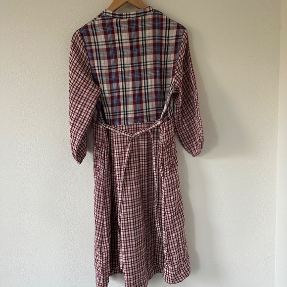 Vintage Y2K April Cornel Damask Print Pleat Front Dress Medium Maxi - Picture 9 of 14